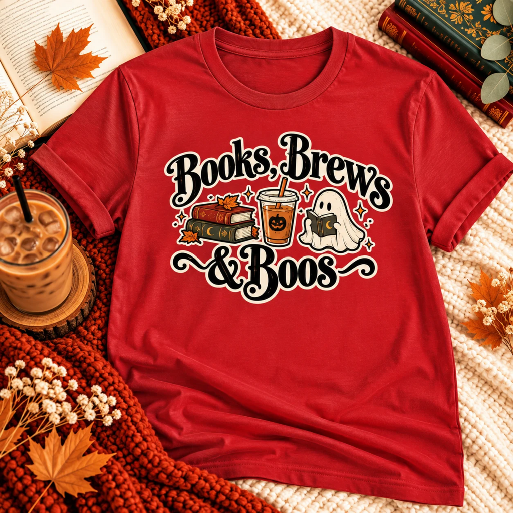 Books, Brews & Boos T-shirt