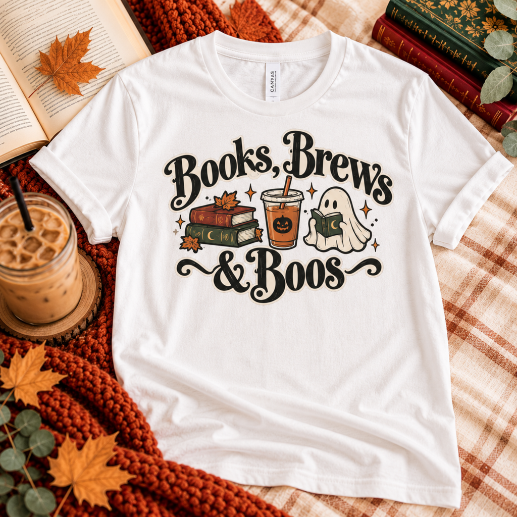 Books, Brews & Boos T-shirt